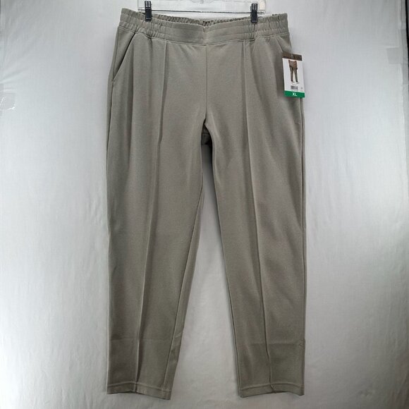Mondetta Pintuck Straight Leg Pants Sz XL Pull-on High-Rise Elastic Waist Beige - Picture 1 of 12